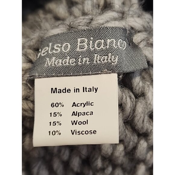 GELSO BIANCO Hand Made in Italy Womens Gray Knitted Beanie Hat Wool Alpaca knit - Picture 4 of 4